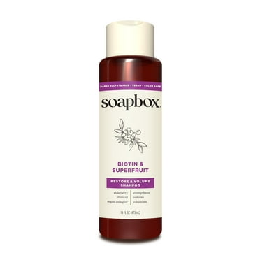 Soapbox Biotin & Superfruit Volumizing Shampoo with Elderberry and Plum Oil, 16 fl oz