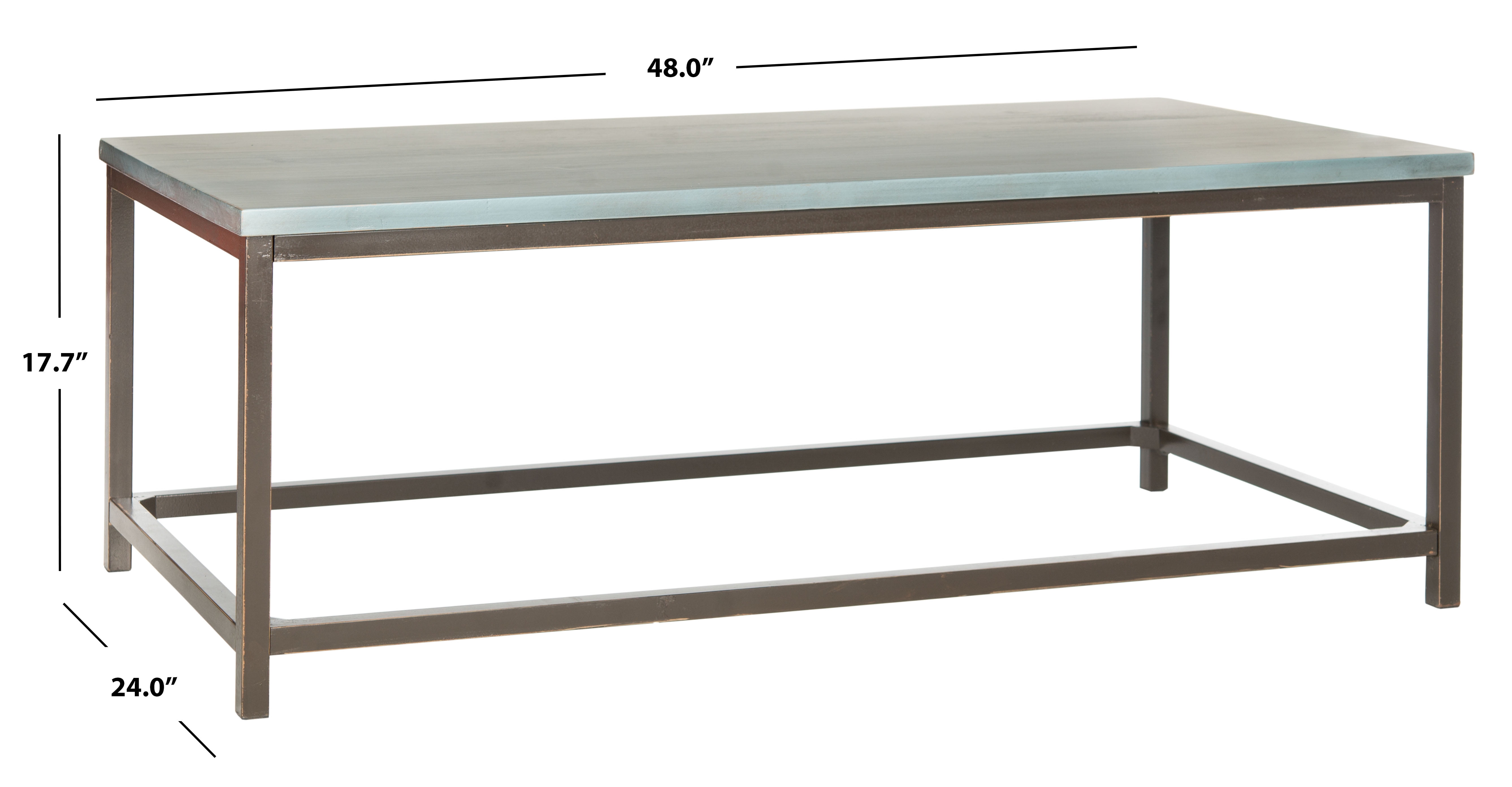 SAFAVIEH Alec Industrial Rustic Coffee Table, Barn Blue