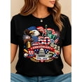 thumbnail image 2 of Women's Crew Neck Summer Tee USA 250th Anniversary Patriotic Print Regular Fit Top, 2 of 8
