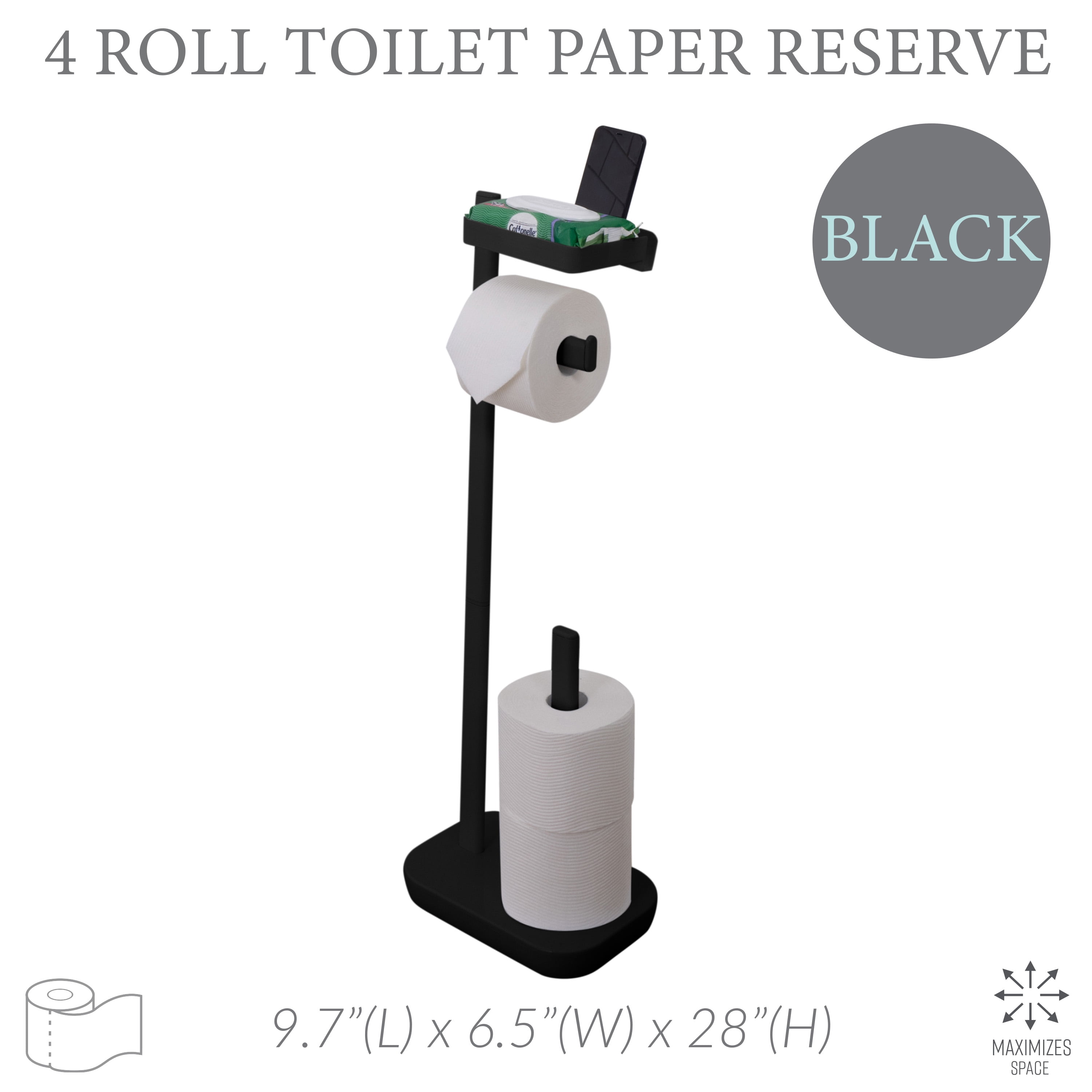 Bath Bliss 3 in 1 Toilet Paper Dispenser in Black