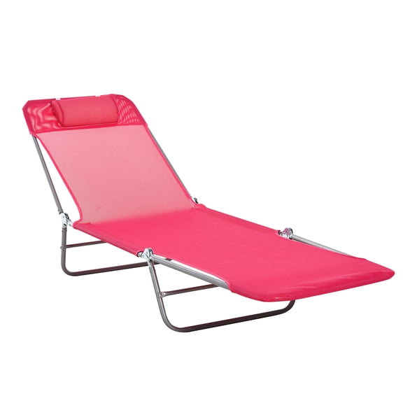 Camping Sun Chair, Pink, Foldable With Reclining Back For Outdoor Trips Pink Poolside Chair By , Folding Adjustable And