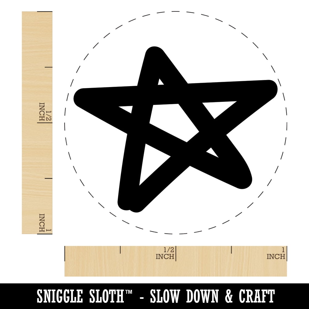 Star Doodle Self-Inking Rubber Stamp Ink Stamper - Red Ink - Medium 1 Inch