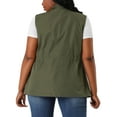 thumbnail image 3 of Agnes Orinda Women's Plus Size Sleeveless Anorak Cargo Coats Zip Button Drawstring Waist Vest Jackets 1X ArmyGreen, 3 of 7