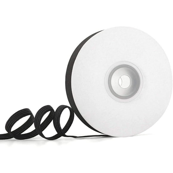 ¼ Inch by 10 Yard Elastic Bands for Sewing. Flat Braided Cord with Strong Elasticity. Soft Fabric, and Smooth Surface for Comfort Wearing. Perfect for DIY Mask, Waistband, Clothes. (Black)