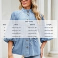 thumbnail image 3 of SETOOFF Womens 3/4 Length Sleeve Tops Denim Blouses Stand Collar Button Front Belted Waist Puff Sleeve Casual Shirts Women Spring Fall Travel Daily Outfit, 3 of 9