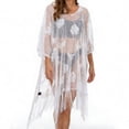 thumbnail image 5 of AGWOLF Elegant Lace Beach Cover Up for Women Bathing Suit Cover Up Sheer Tassel Hem Swimsuit Coverup for Poolside Seaside White Free Size, 5 of 8