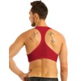 thumbnail image 2 of Aiihoo Mens Y Back Half Tank Top T-Shirts Gym Compression Muscle Vest Bodybuilding Undershirt Red L, 2 of 7