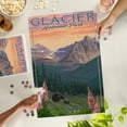 thumbnail image 4 of Lantern Press 1000 Piece Jigsaw Puzzle, Glacier National Park, Montana, Bear and Spring Flowers, Mountains, 4 of 5