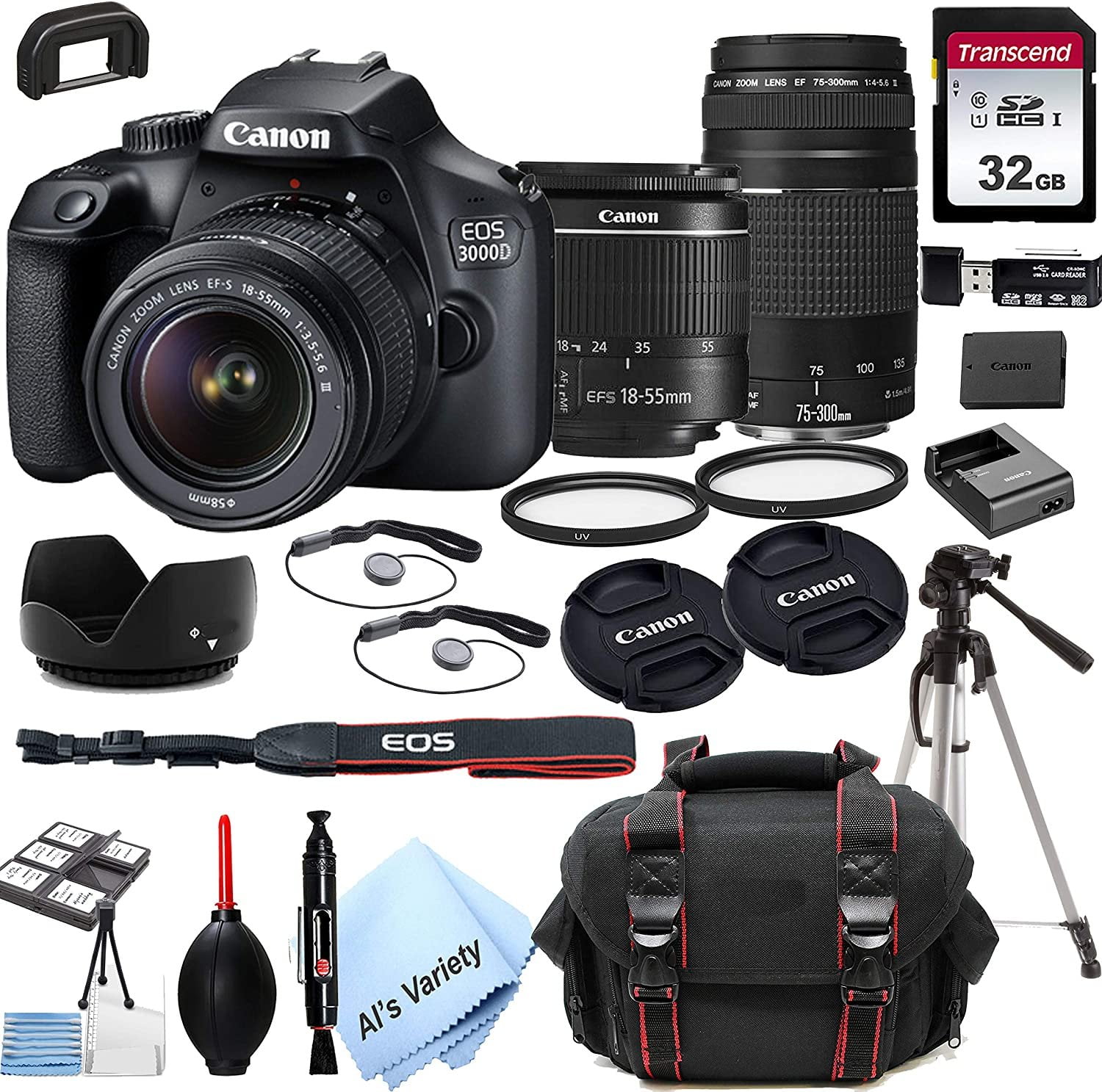 Canon EOS 3000D Rebel T100 DSLR Camera with 1855mm f/3.55.6 Zoom Lens