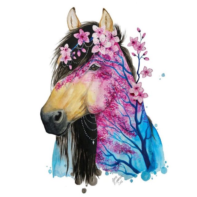Cuadros Decorativos 5D Kit Rhinestone DIY flor de melocotón caballo completo redondo taladro diamante pintura artesanal Likrtyny embutido en tela