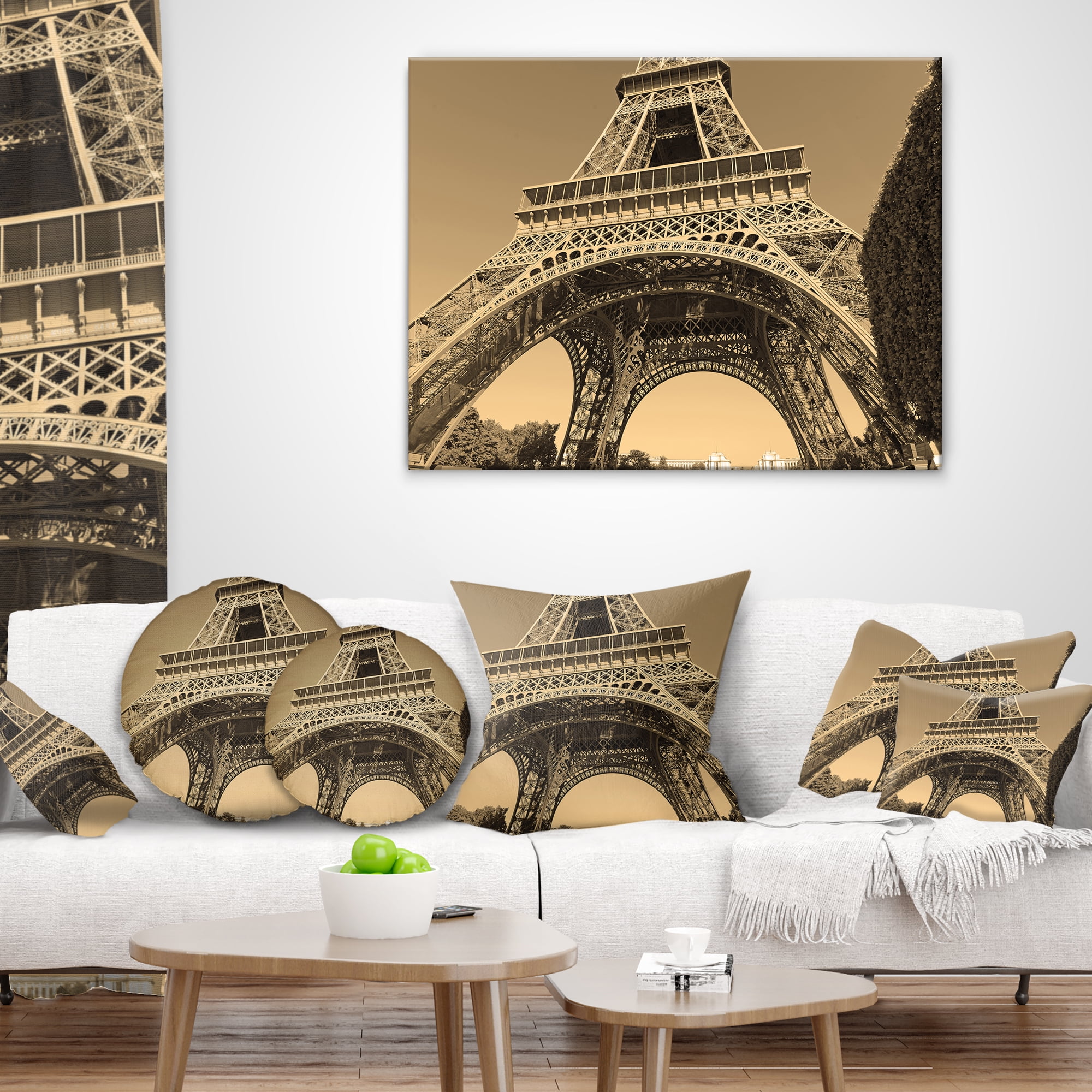 Designart Iconic Paris Paris Eiffel TowerView from Ground - Cityscape Throw Pillow - 18x18