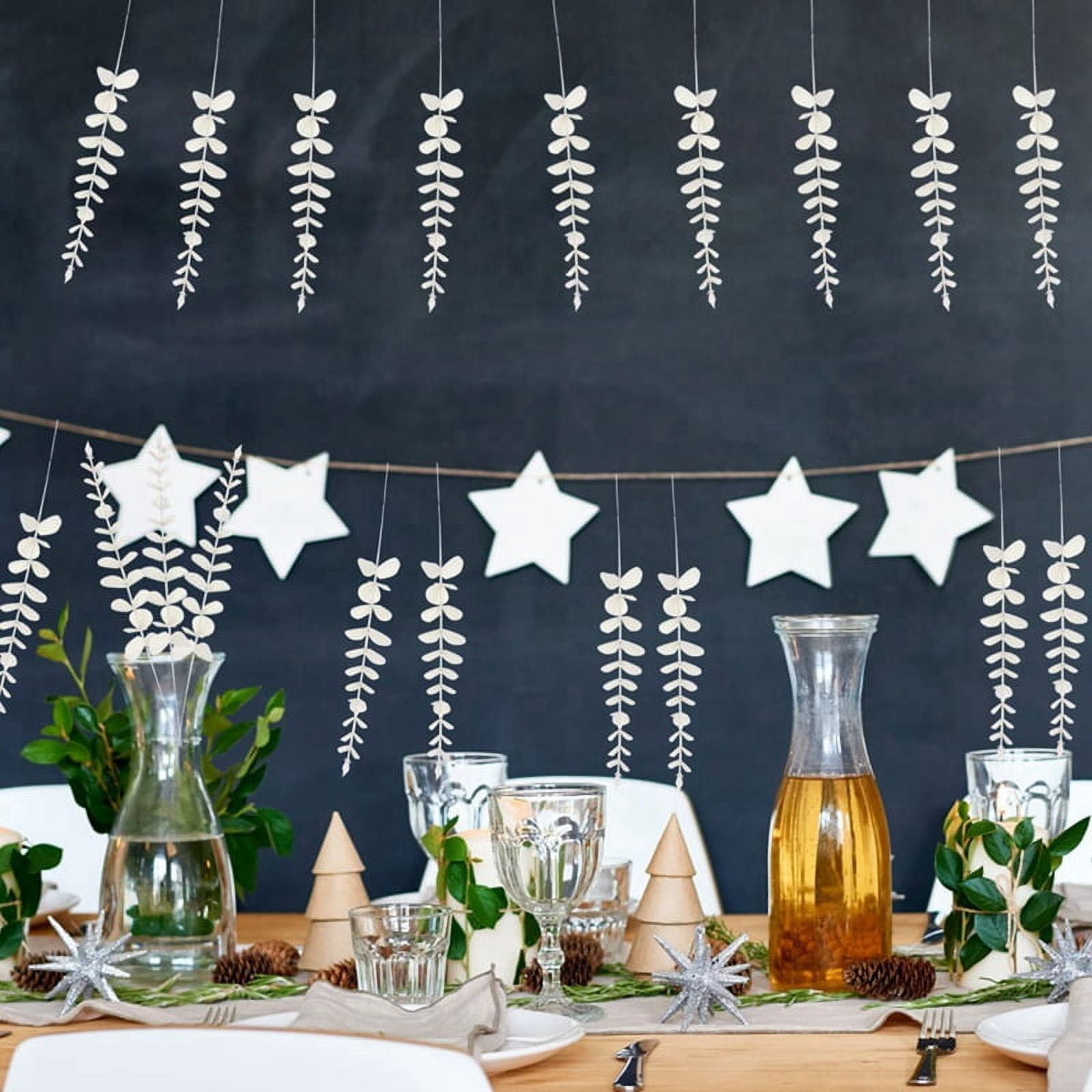 White Artificial Eucalyptus Stems,36Pcs Faux Branches Leaves Arrangement Wedding Bouquet Decor