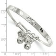 thumbnail image 2 of 925 Sterling Silver Slip on Polished Sparkle Cut and Textured Bell Childrens Adjustable Cuff Stackable Bangle Bracelet M, 2 of 2