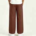 thumbnail image 4 of Lmnyox Boy's Pants Casual Plain Elastic Waist Straight Leg School Uniform Teen Loose Trousers with Pockets, 4 of 9