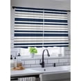 thumbnail image 5 of Sheer Curtains 45 Inch Length 2 Panels Set for Kitchen, Dark Blue Gray Semi Sheer Curtains for Windows, Horizontal Stripe Minimalist Geometric Voile Window Treatments Rod Pocket Curtain, 5 of 7