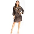 thumbnail image 5 of Sakkas Rosa Women's Boho Casual Long Sleeve Floral Tunic Dress Cover Up Midi Top - 568-Black - S/M, 5 of 5