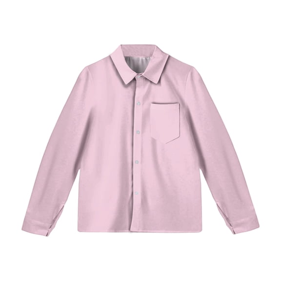 Dwellite Girls Button Down Shirts Long Sleeve School Uniform Fall Tops 4-10 Years Pink 150
