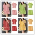 thumbnail image 2 of Nouveaux Pyjamas pour Femmes Deux Pièces Faux Cardigan Pyjamas Vêtements de Maison Ensemble d'Été à Manches Courtes et Shorts Simples, 2 of 4