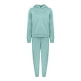 thumbnail image 4 of AOOCHASLIY Sweat Suits for Women Clearance Jogging Suits Solid Hooded Long Sleeved Sweater Casual 2 Piece Long Sleeved Round Neck Shirt Set, 4 of 6