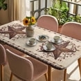 thumbnail image 3 of Texas Star Vintage Table Cloths for 6 Foot Rectangle Tables, Brown Retro Art Red Berry Farmhouse Patio Waterproof Elastic Fitted Tablecloths, Washable Rectangular Table Cover for Camping, 3 of 8