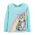 thumbnail image 1 of Carter's Girl's Long Sleeve Rainbow Kitty Cat Back-Bow Tee (3T), 1 of 2