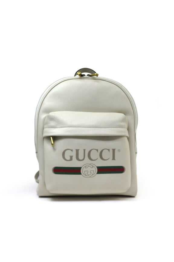 Pre-Owned GUCCI Backpack 547834 White Leather (Fair)