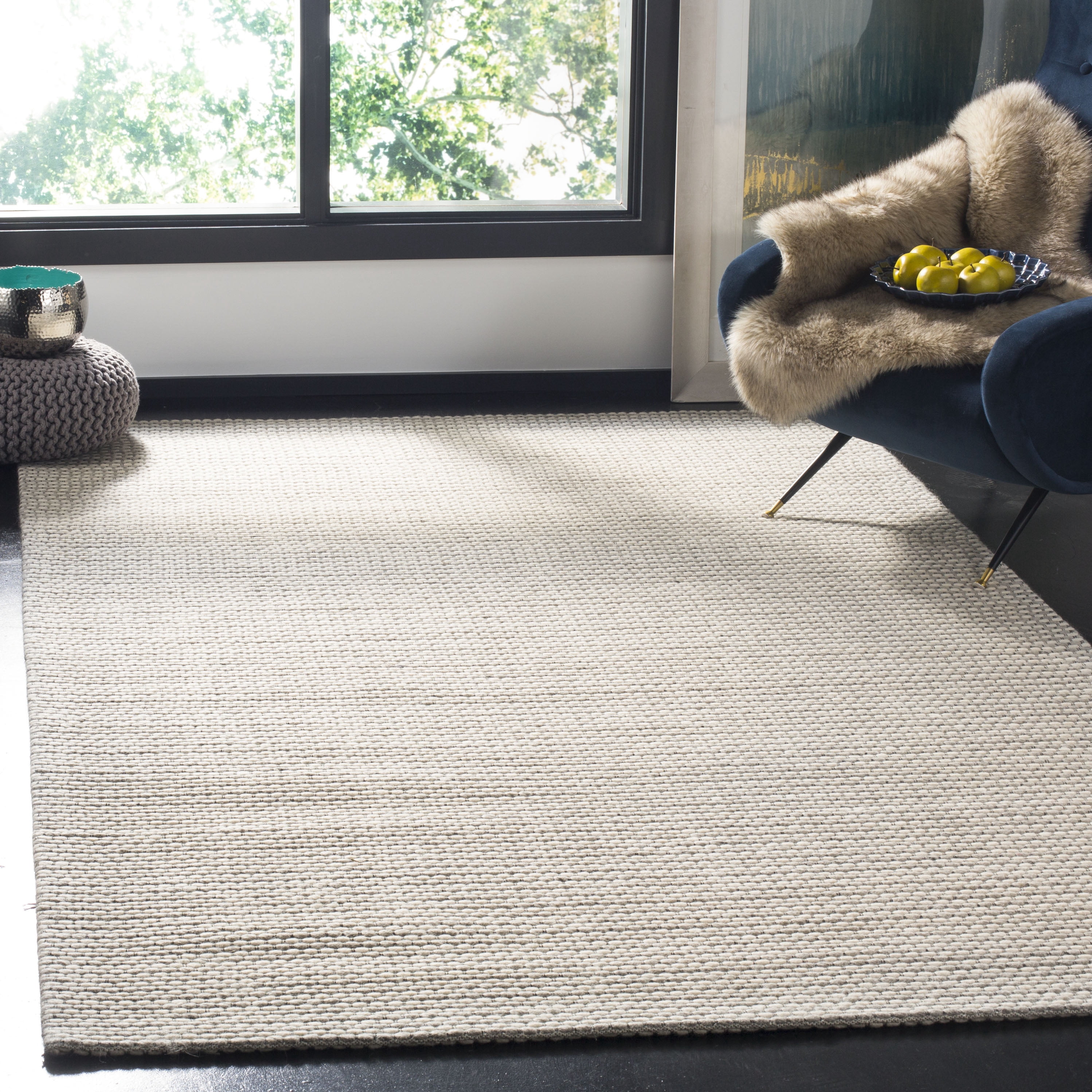 SAFAVIEH Natura Corine Geometric Area Rug, Silver/Ivory, 6' x 9'