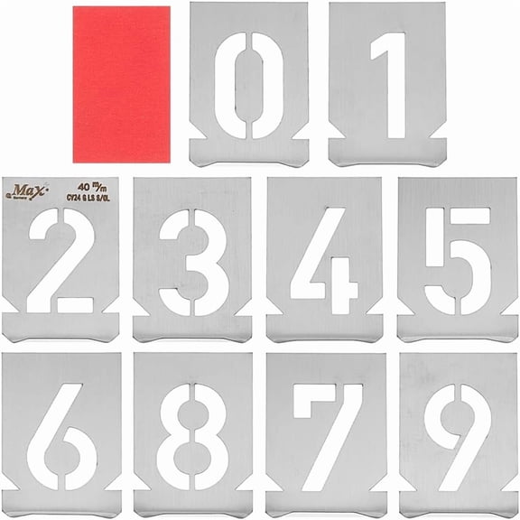 Gray 10Pcs 10 Styles Numbers Stencil 2.5x1.6 Inch Stainless Steel Stencils Reusable 0-9 Digital Template Metal Stencil Templates for Door Signs Road Painting Scrapbooking