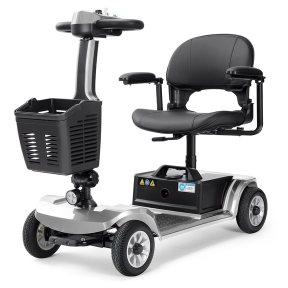 BoVellt 4 Wheels Electric Mobility Scooter 20AH-Silver 20Ah Removable Battery Heavy Duty Elderly Disabled Mobility Scooter