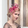 thumbnail image 3 of Eoperou Tea Party Fascinator Feather Flower Vintage Shining Rhinestones Bridal Headwear for Cocktail Party, 3 of 8