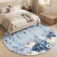 thumbnail image 4 of Small Round Rug 3Ft, Thanksgiving Pumpkins Non-Slip Washable Circle Rugs Carpet, Fall Blue Eucalyptus Pastoral Floral Indoor Outdoor Rug Floor Mats Throw Runner for Bedroom Living Room Bathroom, 4 of 8