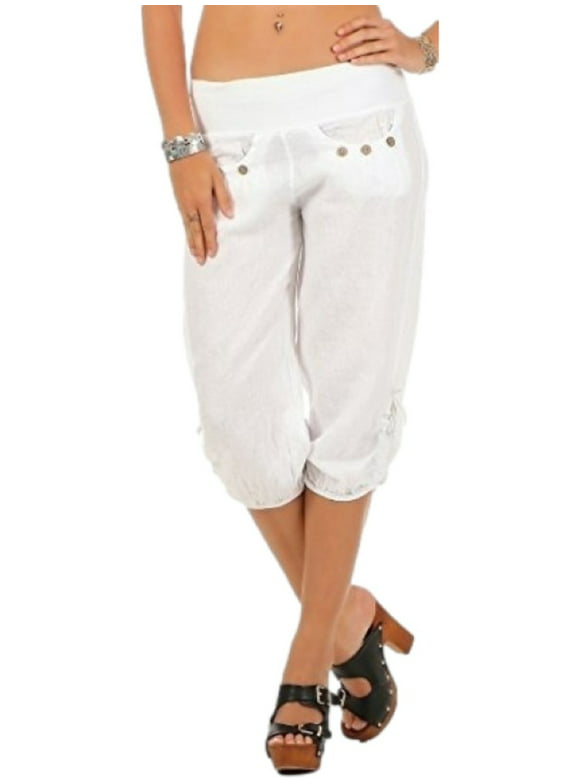 Capri Pants for Women in Womens Pants | White - Walmart.com