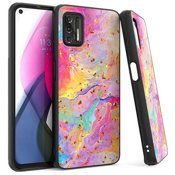 GSA Gold Flake Marble Candy Case for Moto G Stylus 2021, XT2115 - Rainbow