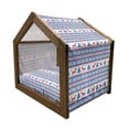 thumbnail image 2 of Christmas Pet House, Traditional Folkloric Knit Style Image Holiday Seasonal Design Celebration Theme, Outdoor & Indoor Portable Dog Kennel with Pillow and Cover, 5 Sizes, Red Blue, by Ambesonne, 2 of 5