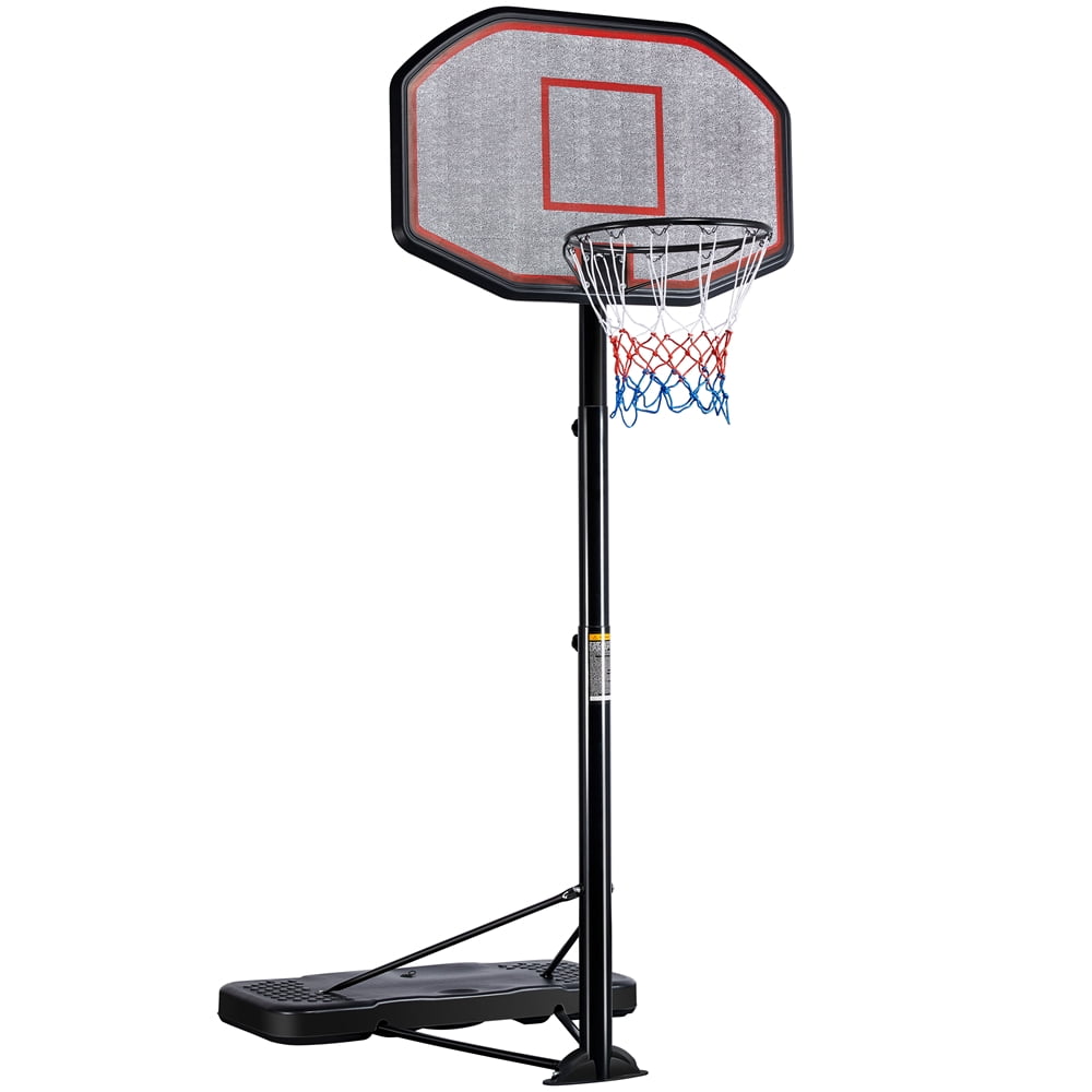 Topeakmart Youth Portable Basketball Hoop System Stand 7-10ft Height-Adjustable for Indoor Outdoor w/ 2 Wheels Fillable Base & 43in Backboard 