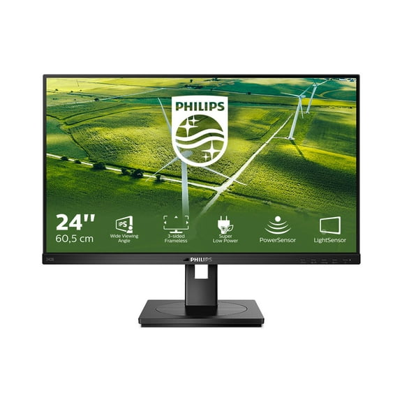 PHILIPS 242B1G - 24 inch Monitor, LED, FHD, VGA, DVI, HDMI, DP, USB-Hub, EPEAT, 4 Year Manufacturer Warranty - 24" - 23.8" Viewable - In-plane Switching (IPS) Technology - WLED Backlight - 1920 x 1...