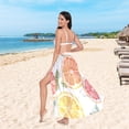 thumbnail image 6 of FORMRS Womens Long Sarong Beach Wrap Semi-Sheer Bikini Skirt Bathing Swimsuit Cover Up, Candy Grapefruit Slices, 6 of 7