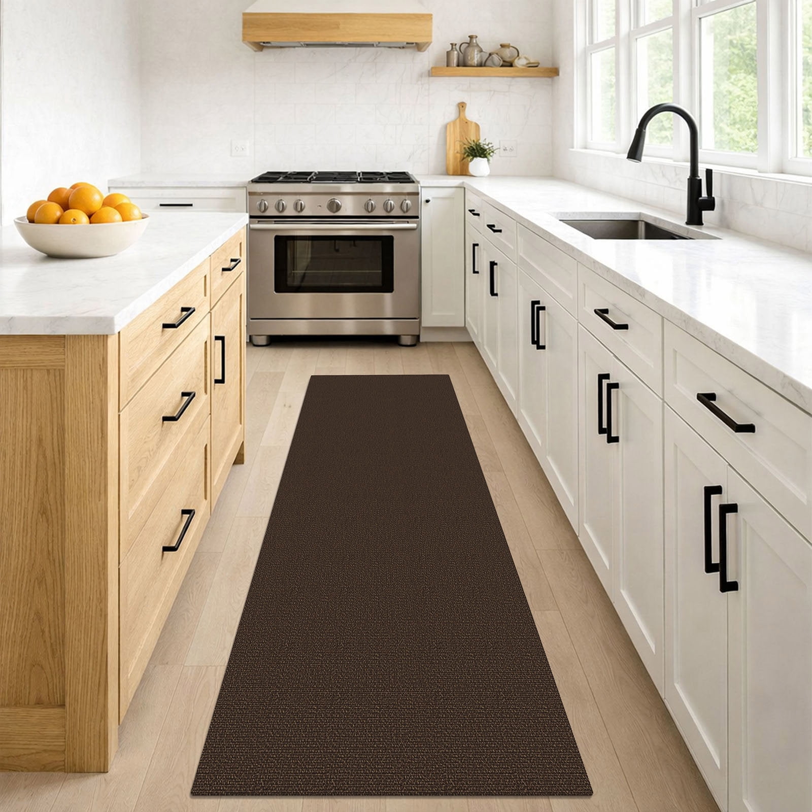 iOhouze Runner Rug 2x7 Non Slip Carpet Runners for Hallways Cotton Kitchen Runner Rugs with Rubber Backed Braided Indoor Floor Runners for Entryway Hallway Kitchen Bedroom, Brown/Coffee