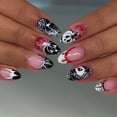 thumbnail image 3 of 24Pcs Halloween Press On Nails Black White, Spider Web Drip and Pumpkin Design Medium Length Fake Nails with Glossy Finish, Reusable False Nail Tips for Women, DIY Festive Party Manicure Set, 3 of 6