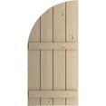 thumbnail image 2 of Ekena Millwork 22"W x 90"H (68" Low Side) Timberthane Knotty Pine Four Board Joined Board-n-Batten w/Quarter Round Arch Top Faux Wood Shutters (Per Pair), Primed Tan, 2 of 6