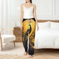 thumbnail image 4 of Salouo Elegant Gold Leaf Peacock Print Women's Pajama Pants Casual Loose Sweatpants PJs Flowy Pants Drawstring Palazzo for Women Wide Leg Pants Lounge Pajama -Small, 4 of 8