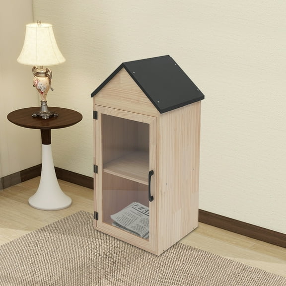 2 Layers Assembly Little Library Box Convenient Handle Wooden Book Storage Box for Living Rooms Libraries Communities