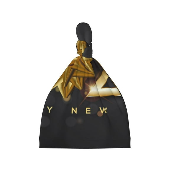 Cauagu 2025 Happy New Year 1 Print Baby Knot Beanie Hats Newborn Hats Soft Headwear for 0-6 Months Infant Baby Girls Boys Caps