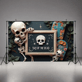 thumbnail image 6 of Floral Design Skull Banner Decorative Day of the Dead Celebration for Holiday Event Indoor Decoration Party Background, 6 of 9