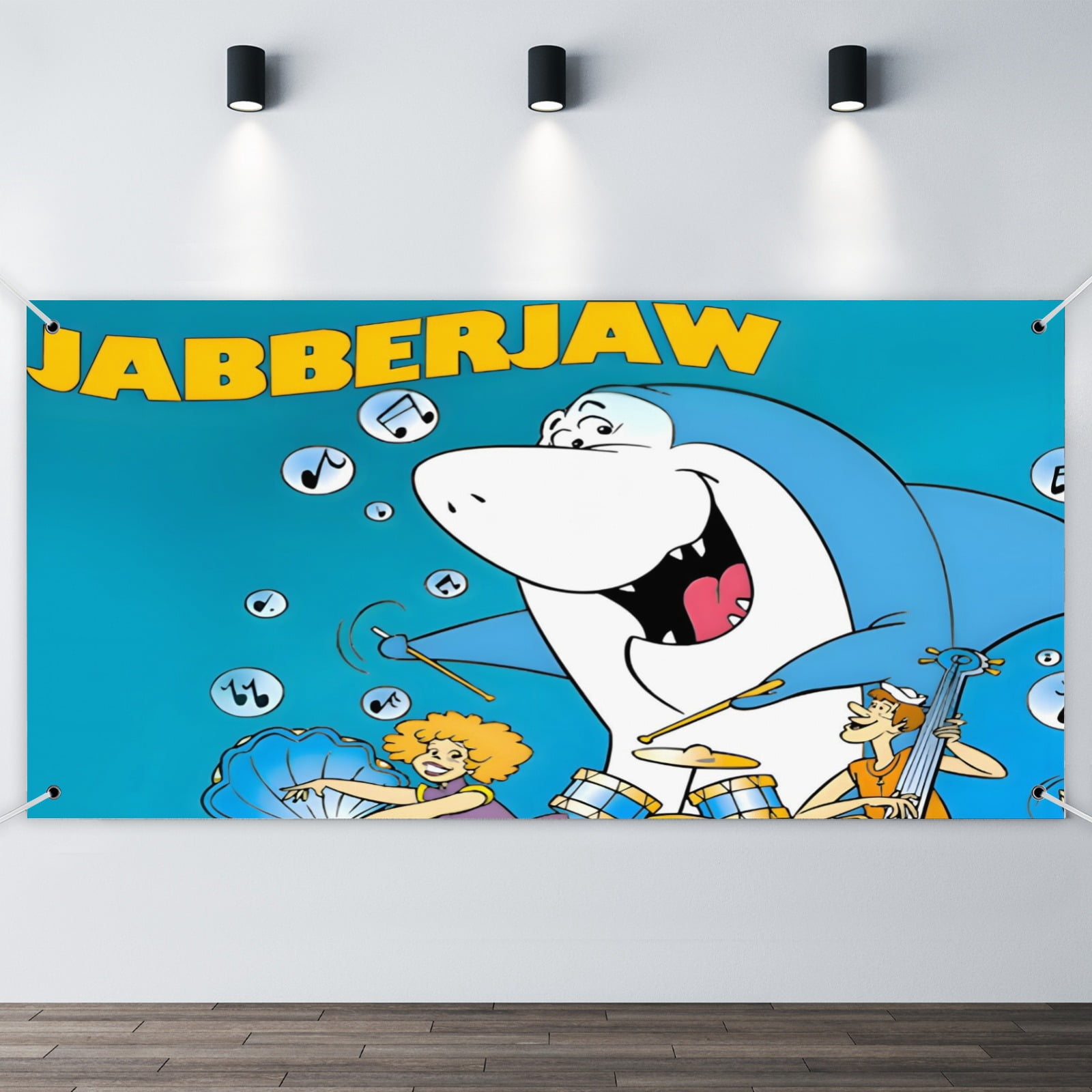 Jabberjaw-Theme Backdrops Banner Birthday Party Decor Supplies Personalized Party Backdrop Decoration,5x3ft（150x90cm）