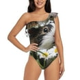 thumbnail image 4 of Daiia Daisy Guinea Pig Women's One Piece Swimsuits Personalized One Shoulder Swimwear Asymmetric Ruffle Bathing Suits-X-Large, 4 of 8