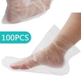 thumbnail image 3 of 100pcs Disposable Plastic Foot Covers Bags Clear Booties UK Bath Paraffin, 3 of 8