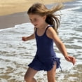 thumbnail image 5 of gcong Girl Swimsuit One Piece Girls Solid Color Bathing Suit Adjustable Strap Ruffle Swimwear with Cover Up, 5 of 8