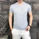 thumbnail image 3 of Camisetas para hombre, camisetas ajustadas, camisetas para hombre, camisetas gráficas negras con cuello en V, ajustadas, lisas, ropa original coreana Y2k, camisetas Trendyol S, 3 of 5