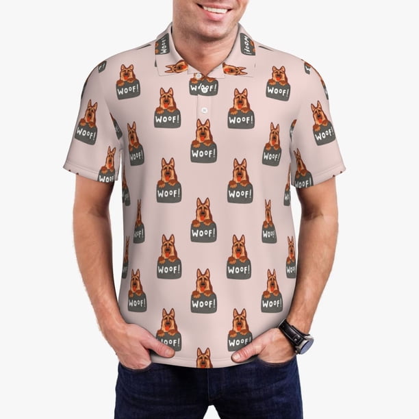 Balery German Shepherd Dog Camisa Polo de Hombre con Estampado, de Manga Corta y Tejido Medio, Camisa Tipo Golf Polo-Large